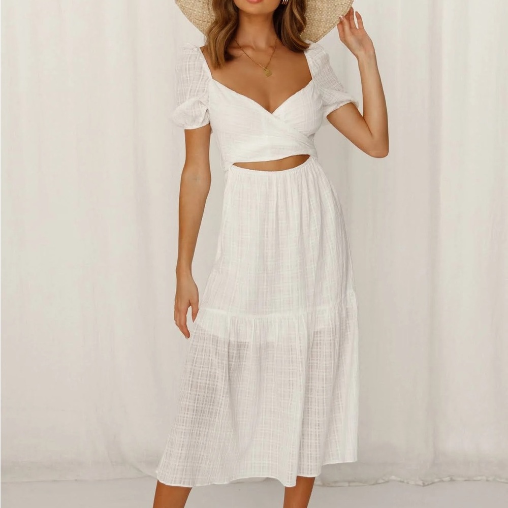 Hello Molly DO THIS MY WAY MIDI DRESS WHITE